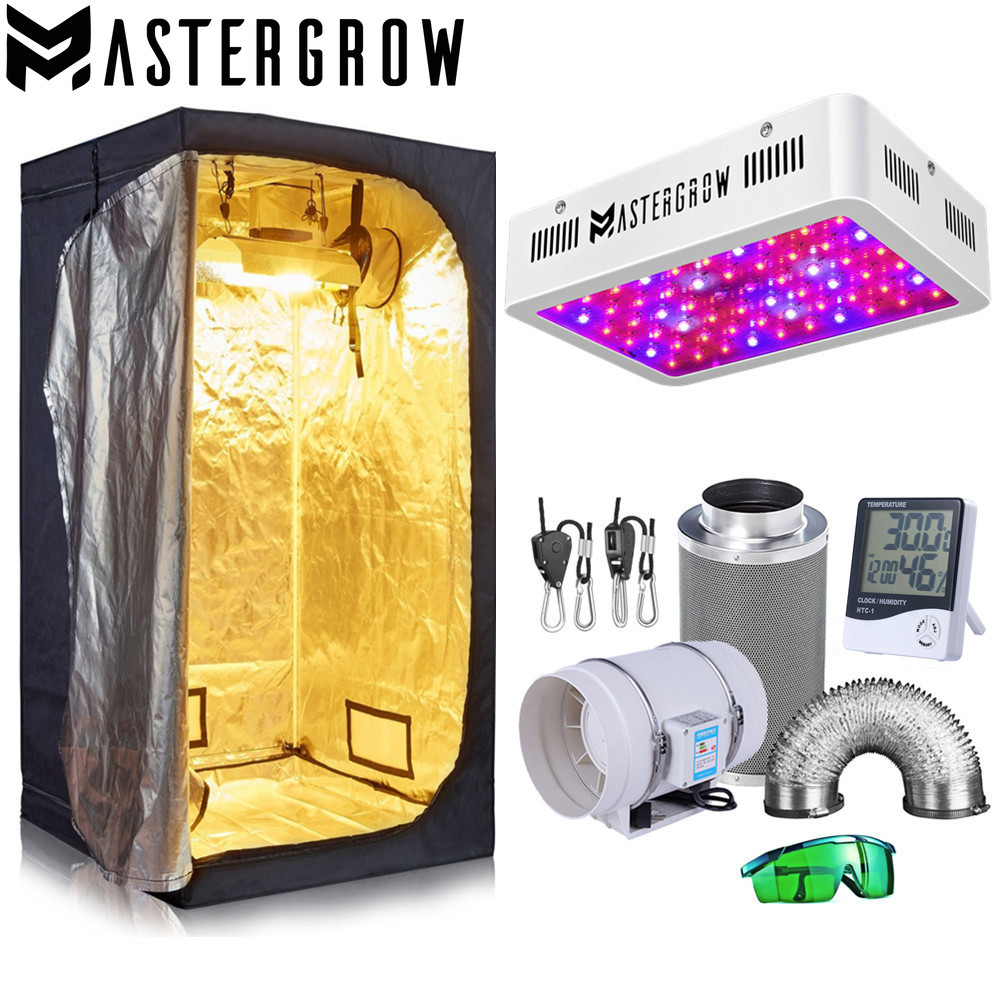 Grow Tent Complete Kit - ระบบปลูกพืชไฮโดรโปนิกส์ในโรงเรือนพร้อมชุดอุปกรณ์ครบครัน ไฟปลูกพืชแบบ LED พร้อมไส้กรองอากาศคาร์บอนกัมมันต์สำหรับปลูกพืชในร่ม