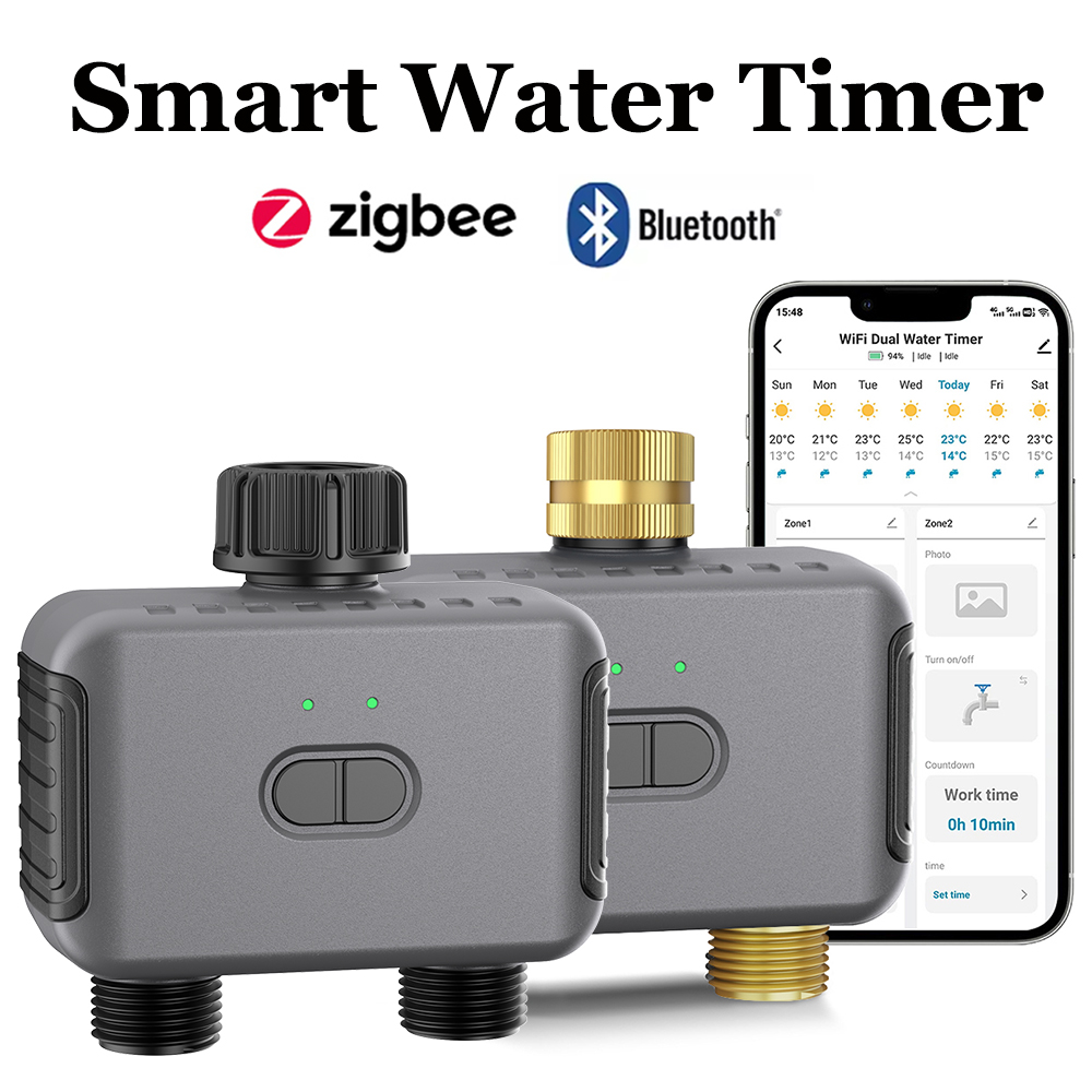 Smart Garden Monitor - Tuyaสมาร์ทจับเวลาน้ําZigbee/BTอัตโนมัติชลประทานController 2 Outlet Sprinklerรดน้ําระบบสนับสนุนAlexa Google