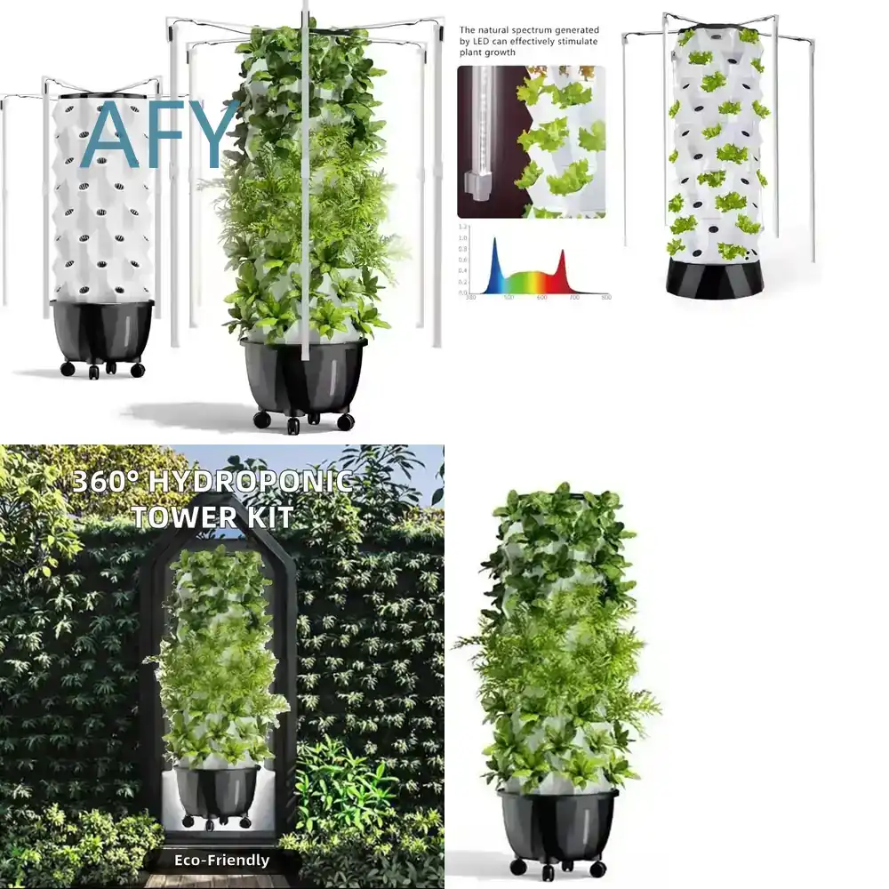 Smart Garden Led Lights - ระบบปลูกพืชไฮโดรโปนิกส์แนวตั้ง HydroBlue สำหรับสวนอัจฉริยะในบ้าน พร้อมไฟปลูก LED และปั๊มน้ำสำหรับปลูกพืชในร่ม