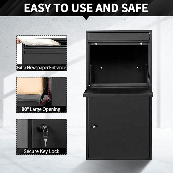 Smart Garden Box - ตู้รับจดหมายเหล็กขนาดใหญ่แบบสมาร์ท พร้อมกุญแจล็อค สำหรับติดตั้งภายนอกบ้าน สวน หรือผนัง ทนทาน