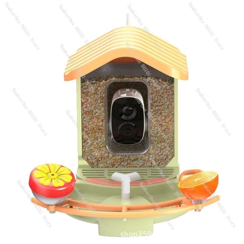 Smart Garden Bird Bath - เครื่องให้อาหารนกอัจฉริยะสำหรับสวนหลังบ้าน สถานีให้อาหารนกป่ากลางแจ้ง พร้อมกล้อง ถังน้ำแบบมองเห็นได้ ถาดอาบน้ำนก