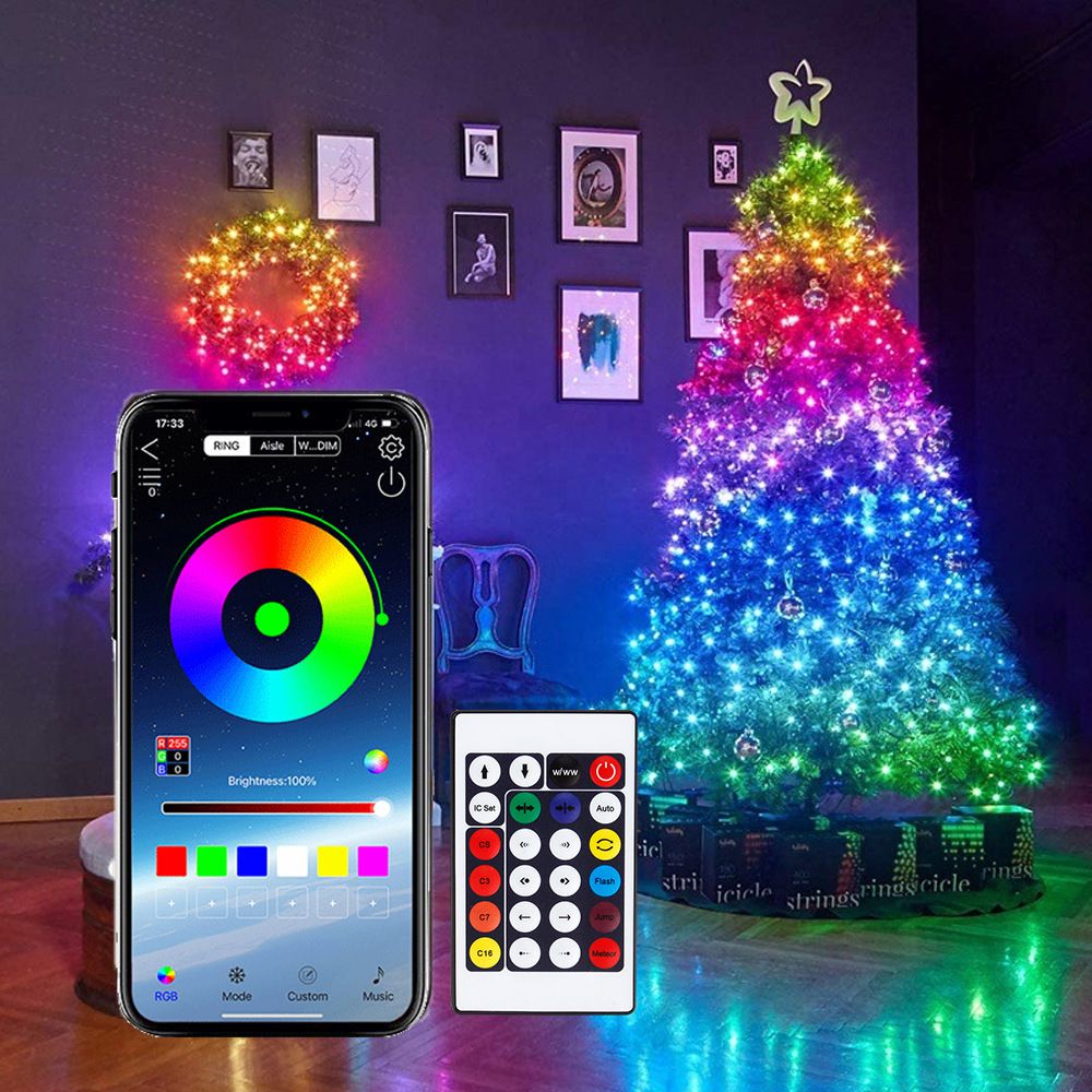 Smart Garden Led Lights - WS2812B อัจฉริยะใหม่ไฟสายแบบเทพนิยาย LED รีโมทบลูทูธ USB พวงพวงโคมไฟกลางแจ้งในร่มห้องปาร์ตี้คริสต์มาส
